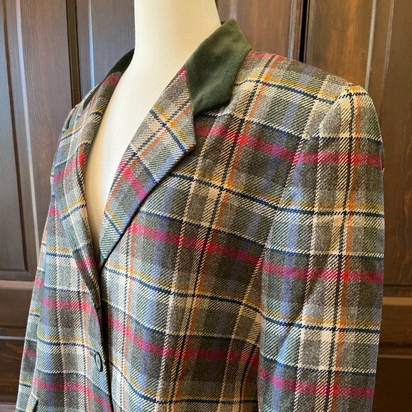 Clementino Peter Hahn Wool Blazer Jacket Tartan Plaid Women's 16/18/1X Petite - Picture 2 of 9